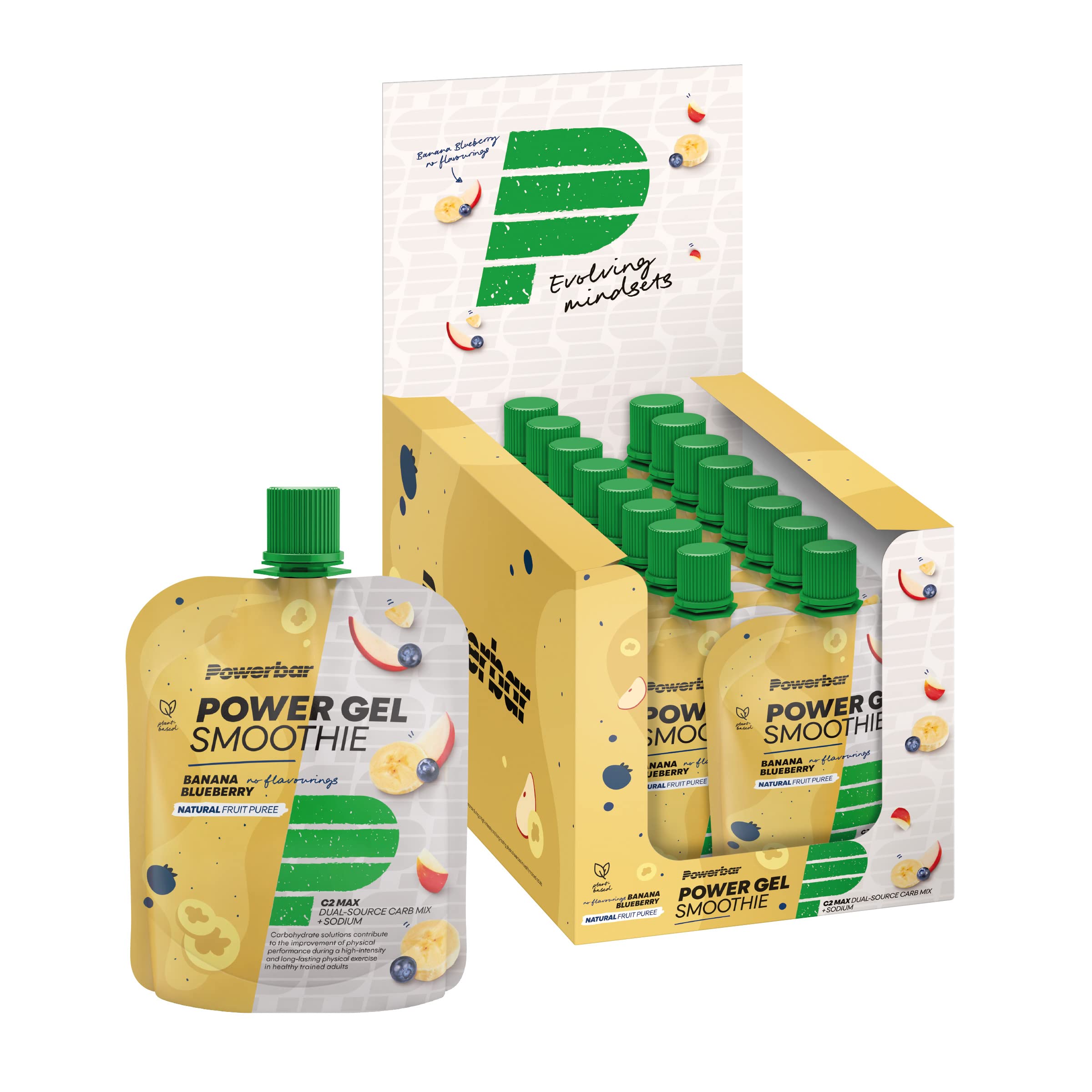 Powerbar - PowerGel Smoothie - Banana Blueberry - 16x90g - Batido energético vegano - Magnesio, sodio y maltodextrina
