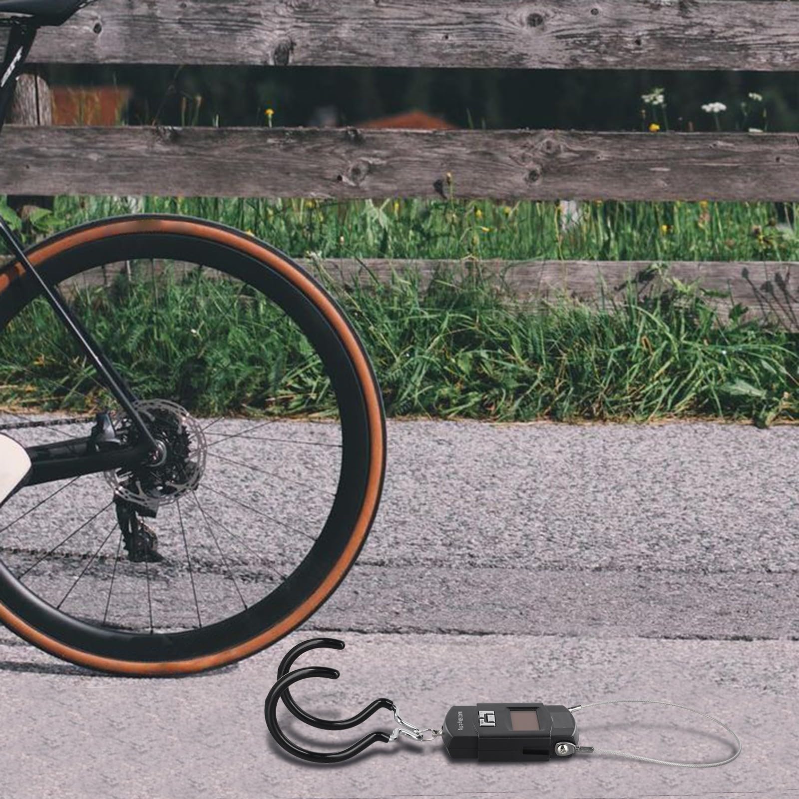 Báscula de pesaje, báscula digital portátil de gancho para equilibrio de componentes de ciclismo, báscula colgante precisa con gancho doble recubierto de goma, ligera para peso del marco de bicicleta