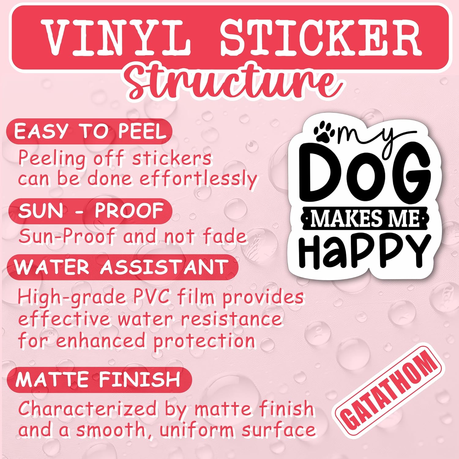 (3PCS) My Dog Makes Me Happy Sticker, Funny Dog Stickers Decals Decor Books, Laptops, Tumblers, Water Bottles,s, Waterproof Vinyl Decal for Dog Lovers, Pet Lovers 3" x 2.7 " - Image 3
