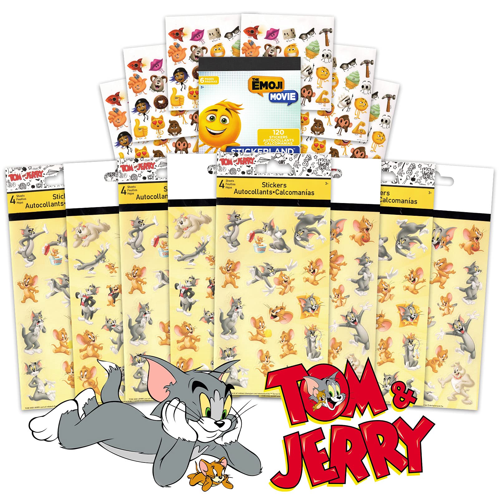 Tom and Jerry Stickers Party Favors Set Bundle with Over 120 Tom