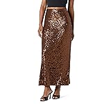 The Drop Adela Sequin Maxi Skirt, Chocolate, XL
