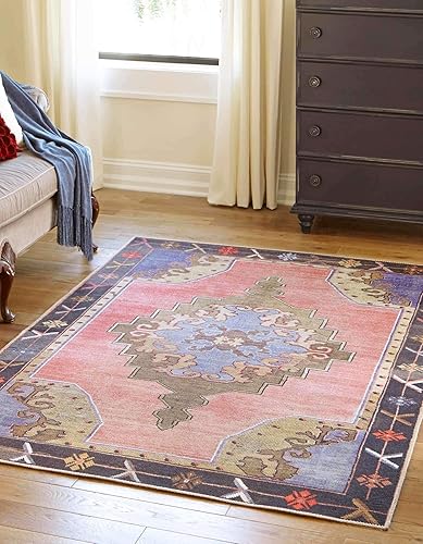 Unique Loom Timeless Collection - Alfombra de área - Thomas (2' x 3' 1", rectangular, rosanegro)