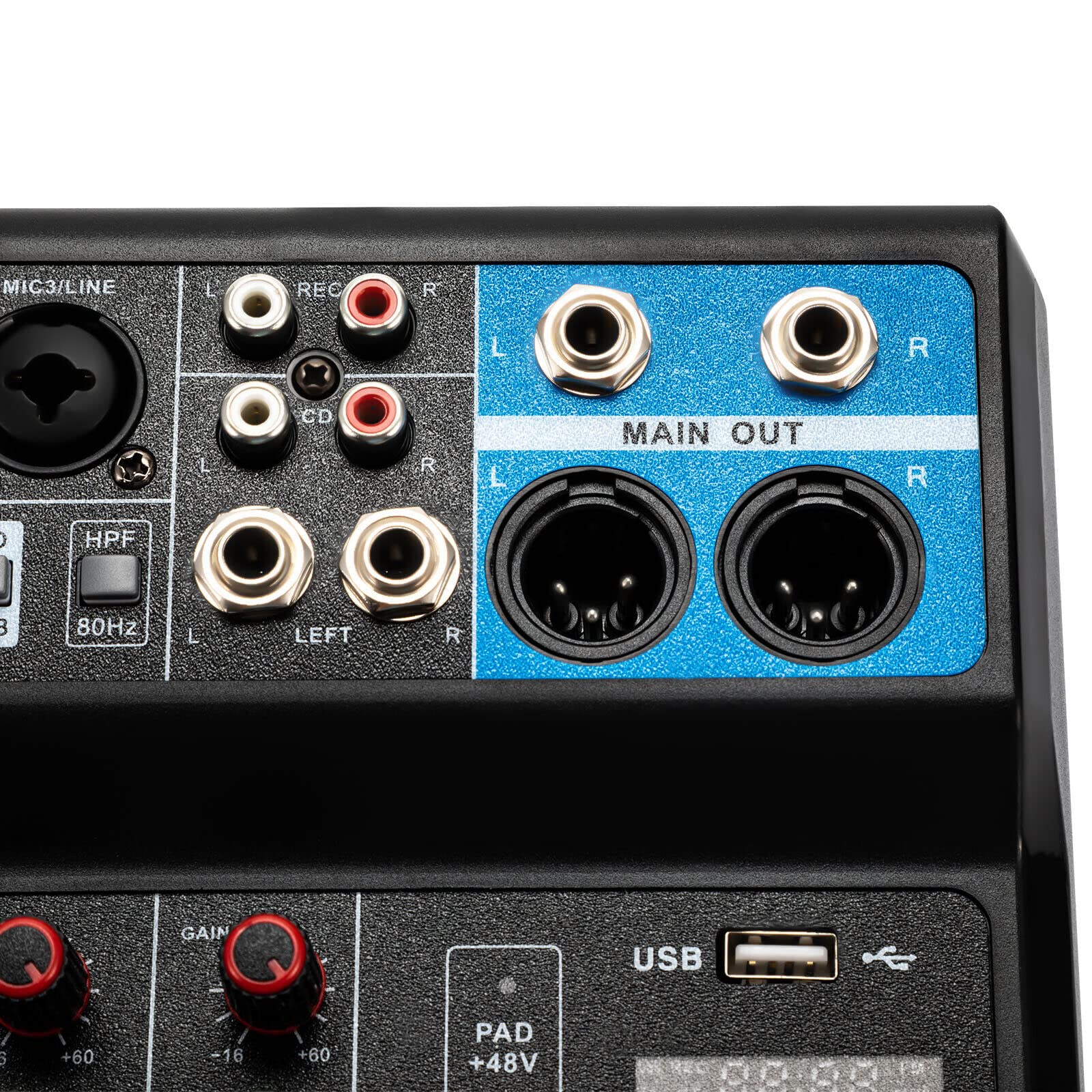 5-Kanal-Stereo-Sound-Mischkonsole, 5 Kanal USB Bluetooth Mixer Live Studio Audio Verstärker DJ Mischer DJ-Mischpult für PC Live Performance KTV Home Stage Musik Effekte Soundkarte