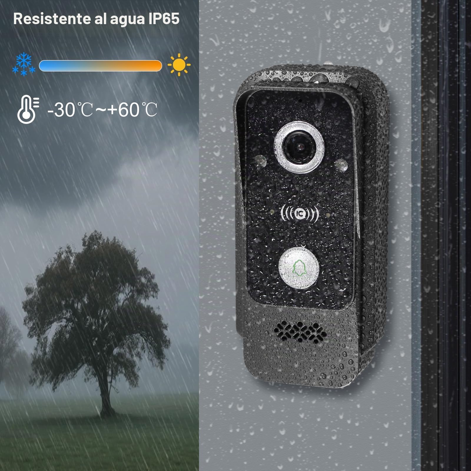 Sistema de Videoportero con Timbre WiFi de 2 Cables, Cámara HD 1080P con Pantalla Táctil Color de 7 Pulgadas, Visión Nocturna, Grabación, Tarjeta RFID/App Tuya Desbloqueo Remoto