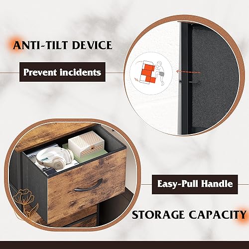 Miniatura 8 de WLIVE - Cómoda con 3 cajones, mesita de noche de tela, cómoda organizadora de almacenamiento para dormitorio, pasillo, entrada, armarios, marco de