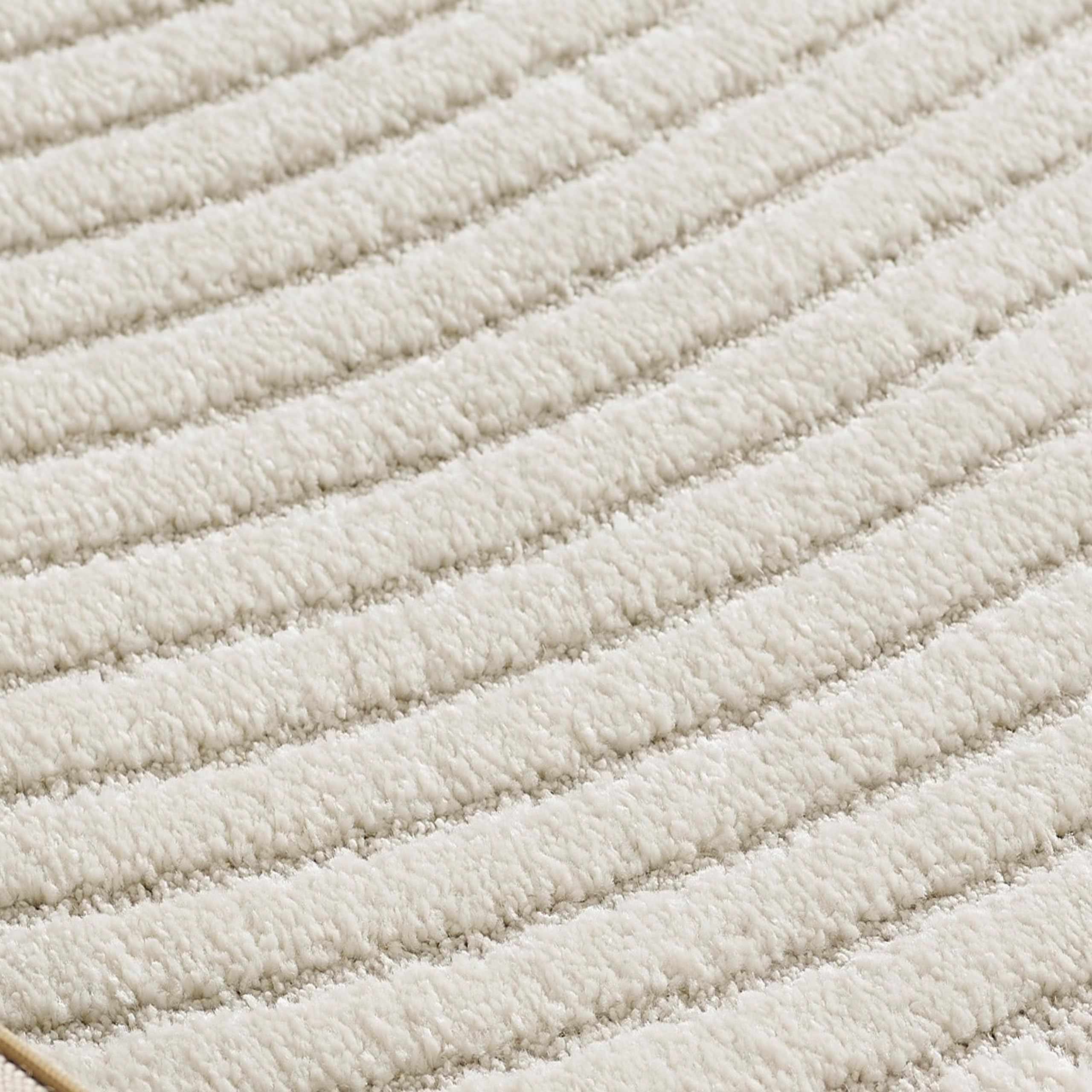CARPETIA Tapis Salon Chambre Moderne Designer Tapis Effet Relief 3D Lignes Doux Unicolore Crème Clair 120 x 170 cm