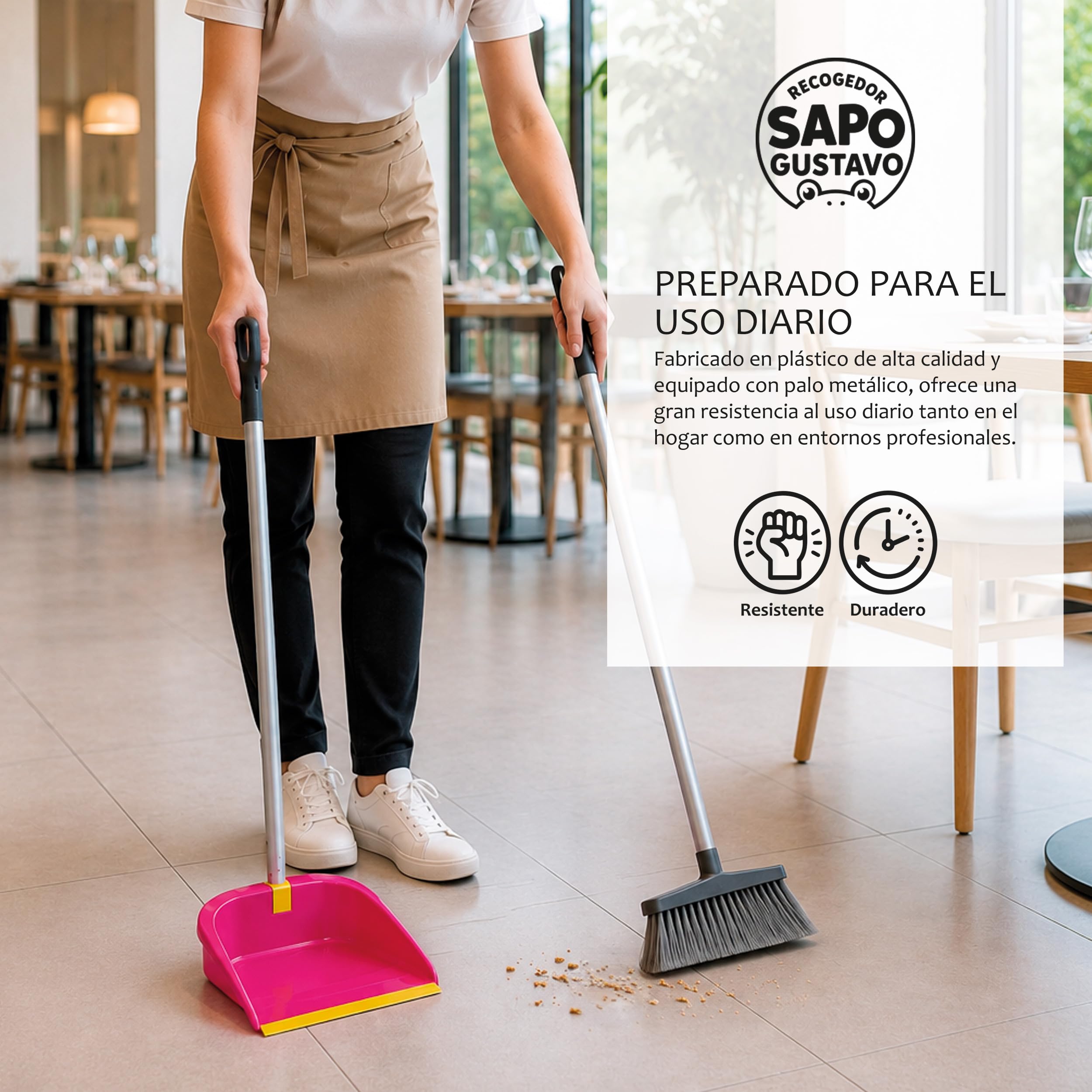 Pamex - Recogedor Plegable Sapo Gustavo con Palo - 24 Unidades