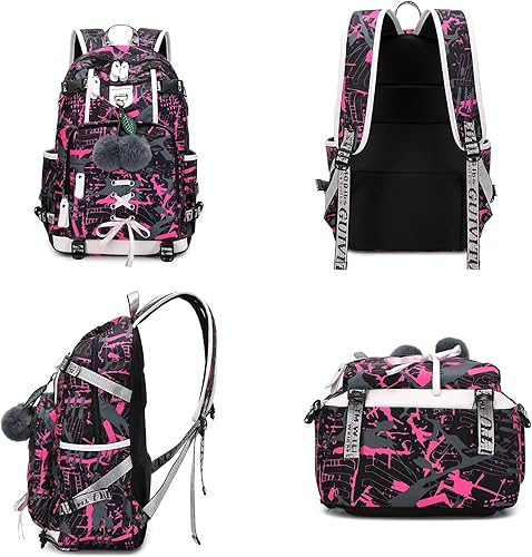 Miniatura 3 de GUIVITU Mochila infantil para niñas, mochila escolar para niños, mochila casual con bolsa de almuerzo, Rosado, talla única , Mochilas Daypack