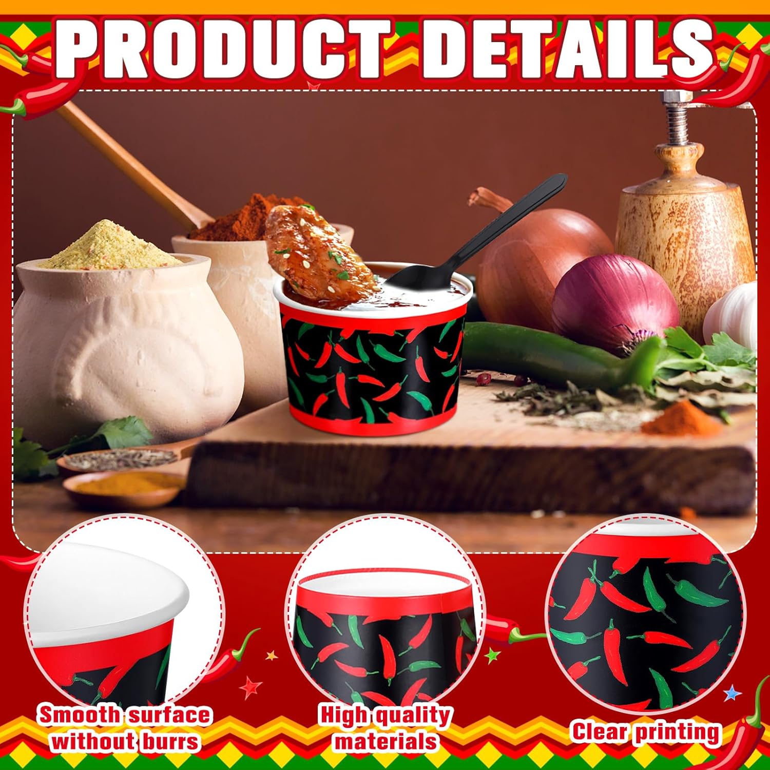 Blushtier 200 Pcs 4 oz Chili Cook off Tasting Cups with Plastic Spoon Small Disposable Paper Bowls Chili Cups Portion for Mexican Party Cooking Food Sauce Supplies
