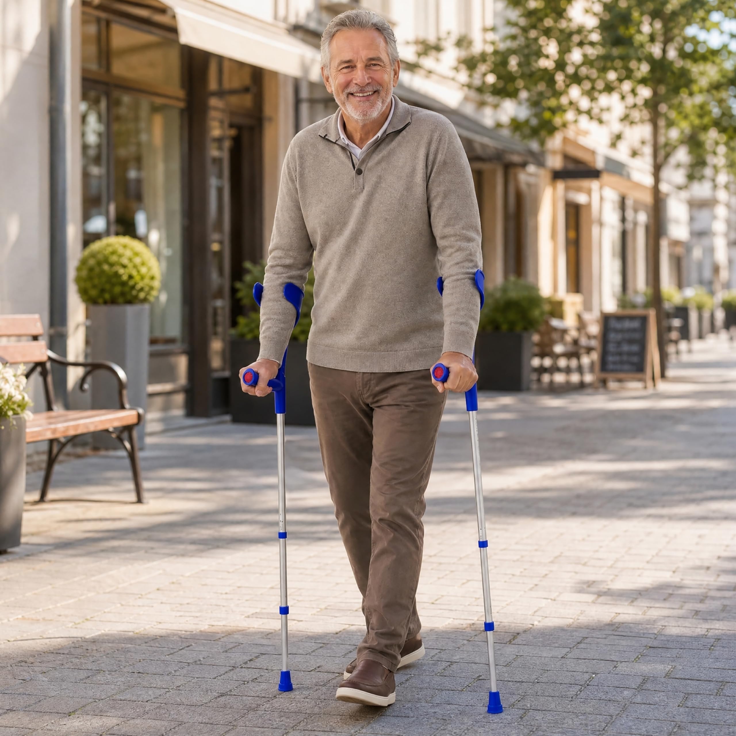 PEPE Mobility - Béquilles Médicales Adulte, Cannes Anglaises, Canadiennes, 2 Unités Bleu