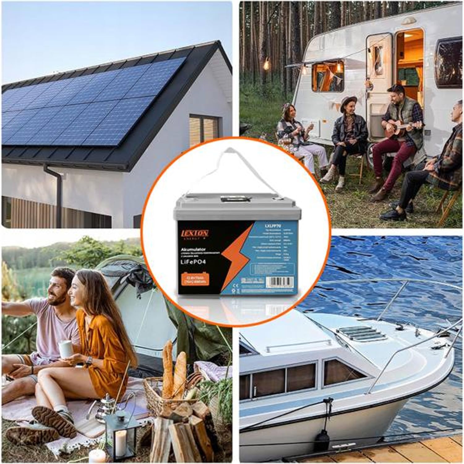 Akumulator LiFePO4 12.8V 70Ah Lexton LXLFP70 z BMS LCD Bluetooth litowo-żelazowo-fosforanowy do kamperów łodzi systemów OFF-GRID awaryjnych lekki trwały 896Wh 6000 cykli
