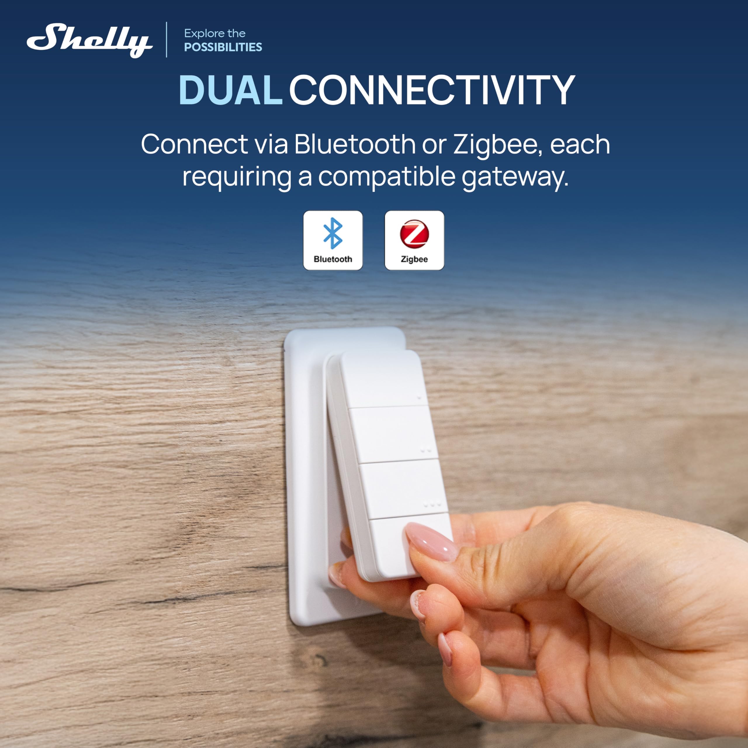 Shelly BLU RC Button 4 – Botón de control Bluetooth y Zigbee para domótica, Control de dispositivos y escenas inteligentes, Multiclíc, Batería de hasta 2 años, Compatible con Home Assistant