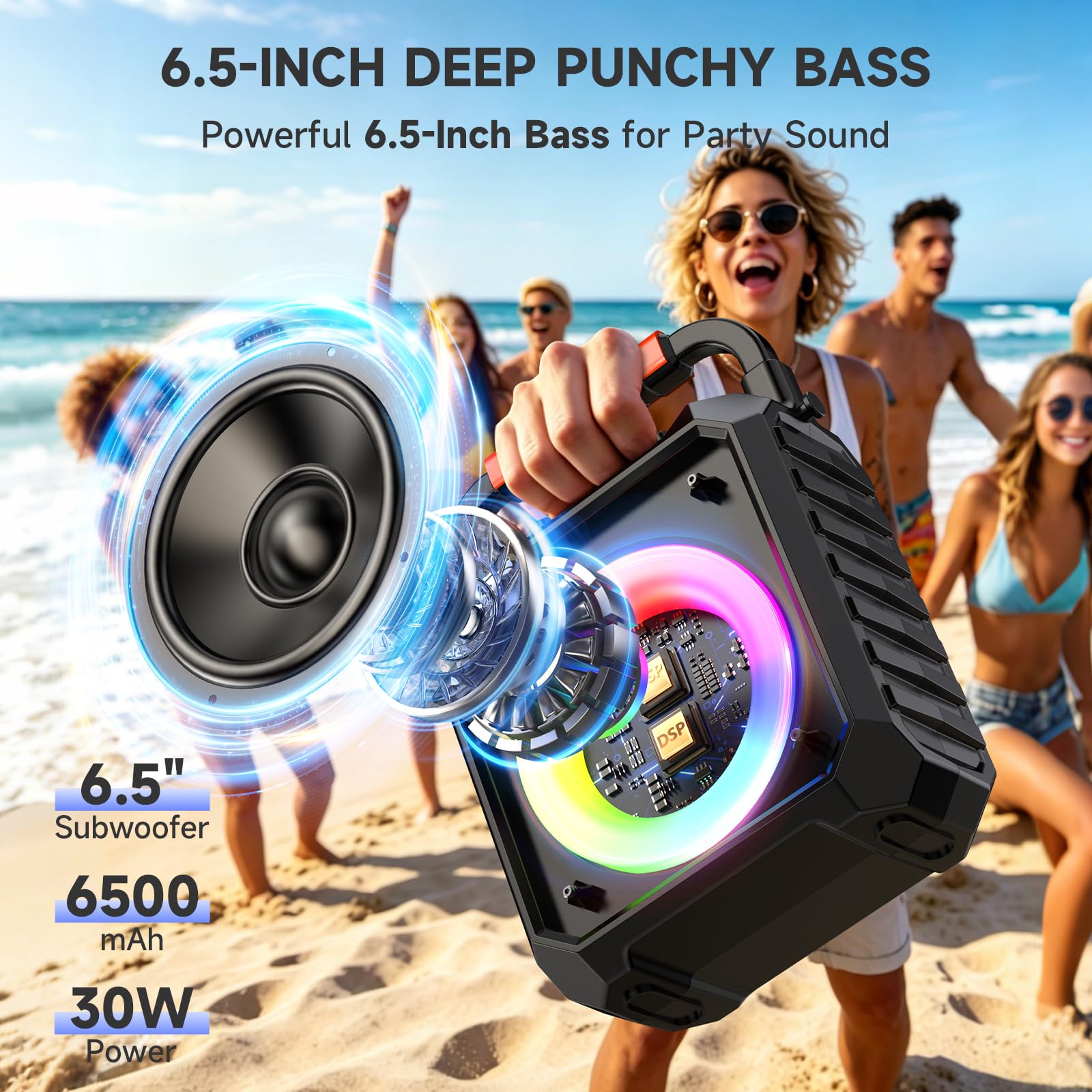 HWWR Macchina per karaoke, 2 microfoni, altoparlante portatile Bluetooth per karaoke con luci DJ, per feste e all'aperto, microfono wireless per karaoke per adulti e bambini, sistema PA karaoke