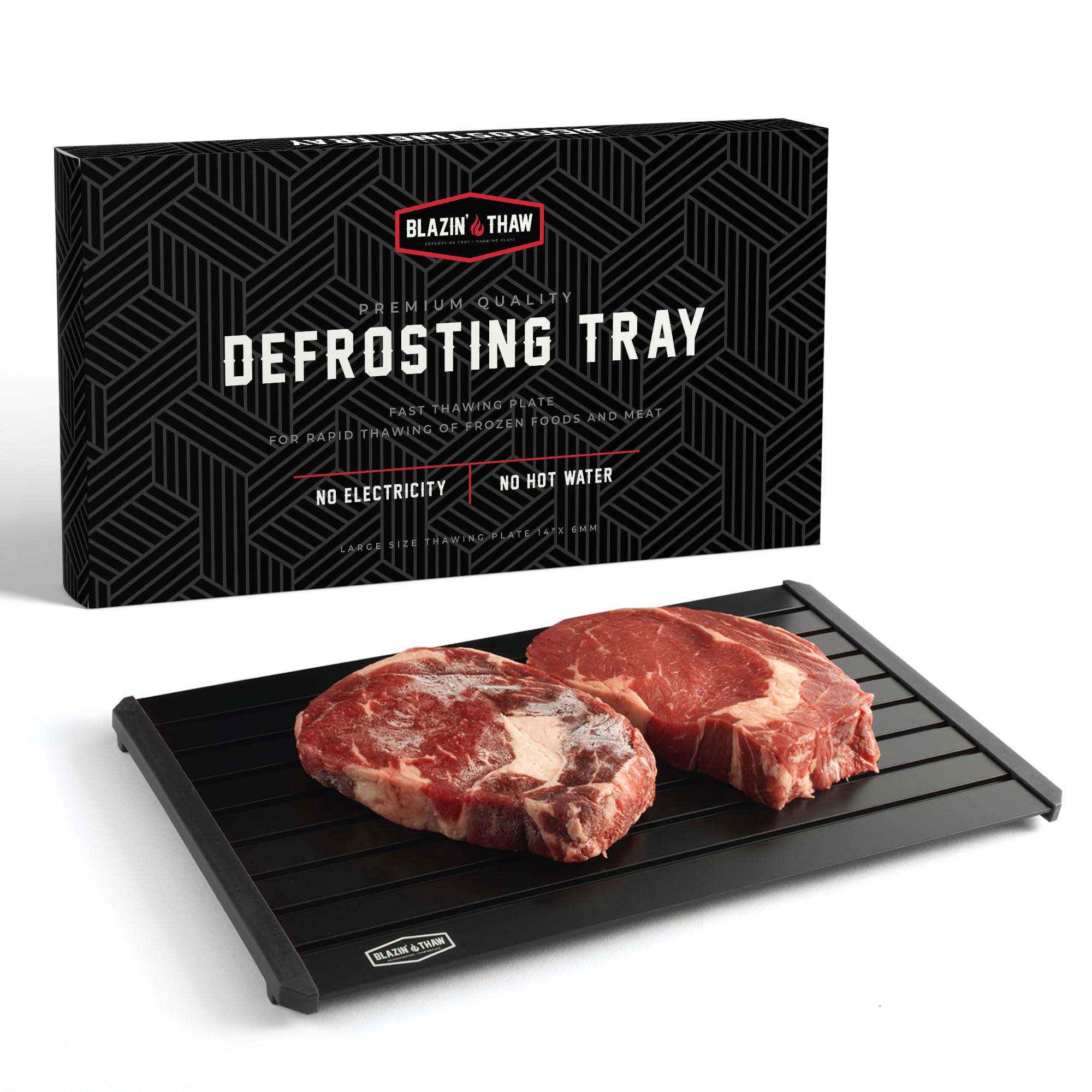 blazin39 thaw defrosting tray for frozen meat  14 large-size  aluminium plate for thawing frozen food  natural thawing process  no microwaves no coldwarm water required 
