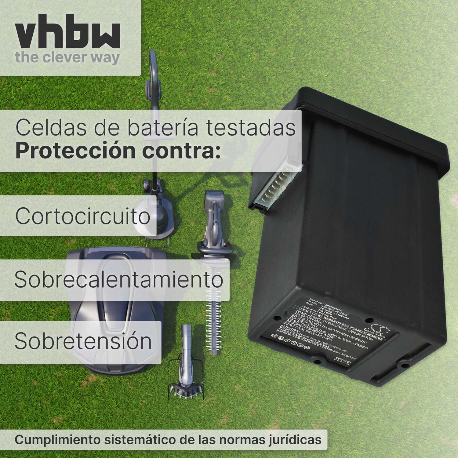 vhbw Batería Recargable Compatible con Wolf Garten Power 37, 40 cortacésped, Robot cortacésped (7500 mAh, 36.5 V, Li-Ion)