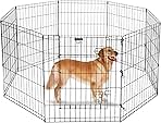Dog Playpen - Foldable Metal Exercise Puppy Play Pen with 8 24x30in Panels - Indoor/Outdoor Pen with Door for Dogs, Cats or Small Animals by PETMAKER