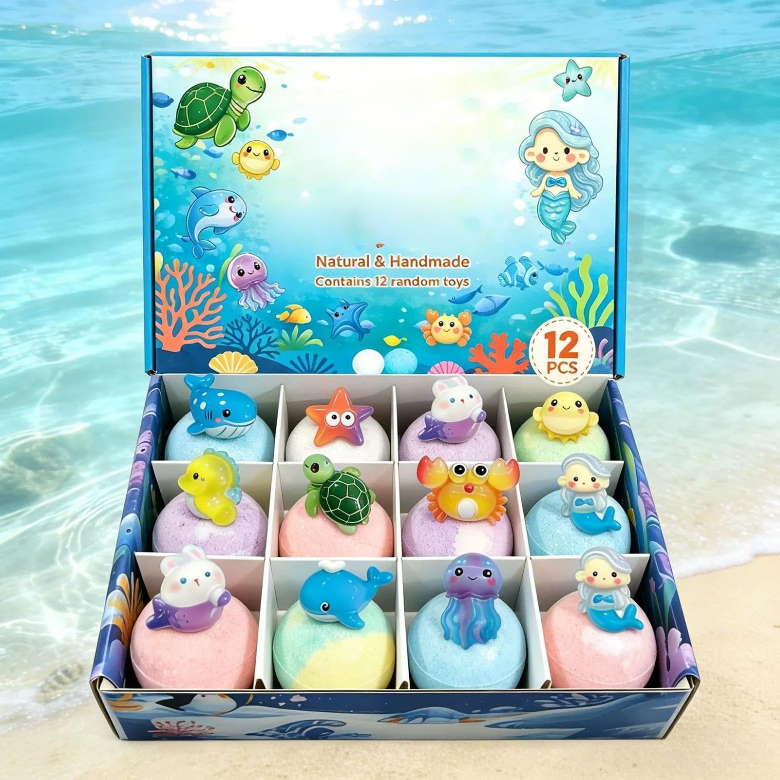 Badekugeln für | 12 Stück, bunt, weich, schäumend, Badekugeln, Weihnachtsgeschenke für die Kleinen, für die ganze , und , Mädchen