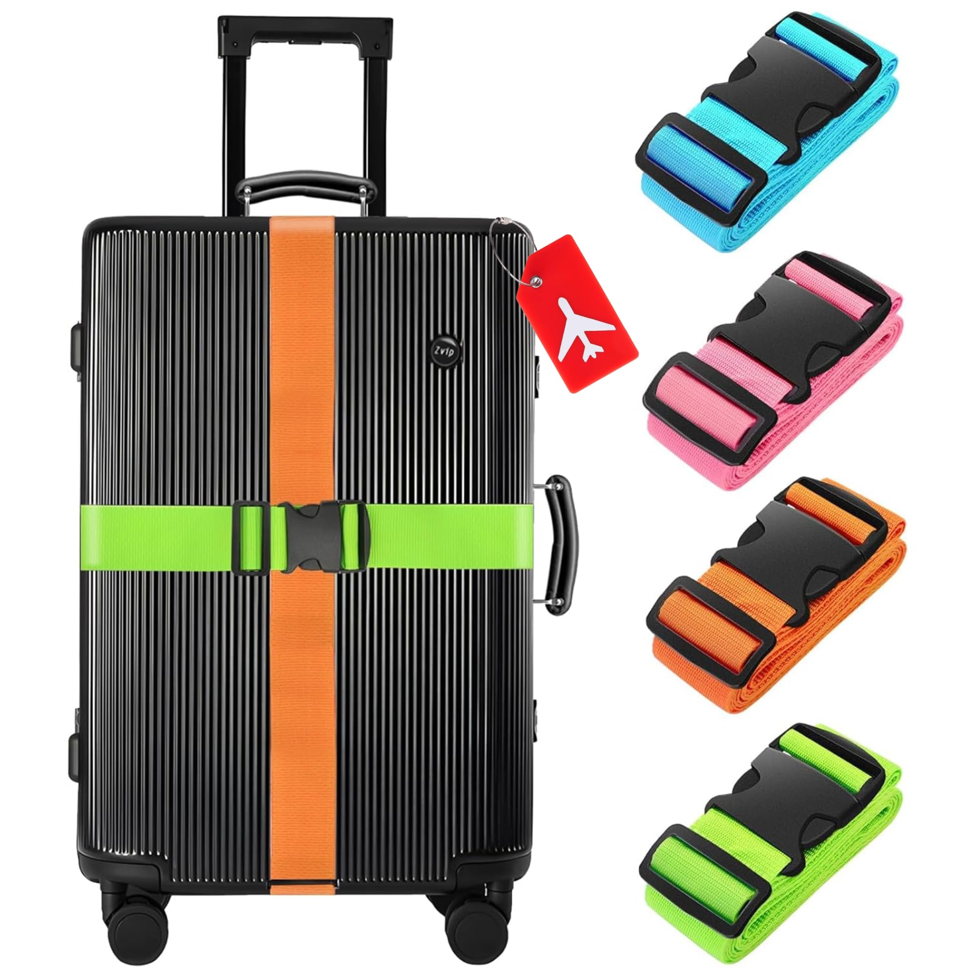 Uniavo (4 Pcs) Luggage Belt Strap with Luggage Tags for Suitcases (Red 1pc), Adjustable Luggage Strap for Carry On Bag with Travel Tags for Luggage Trolley - 2 Years Warranty for Luggage Straps-image-41