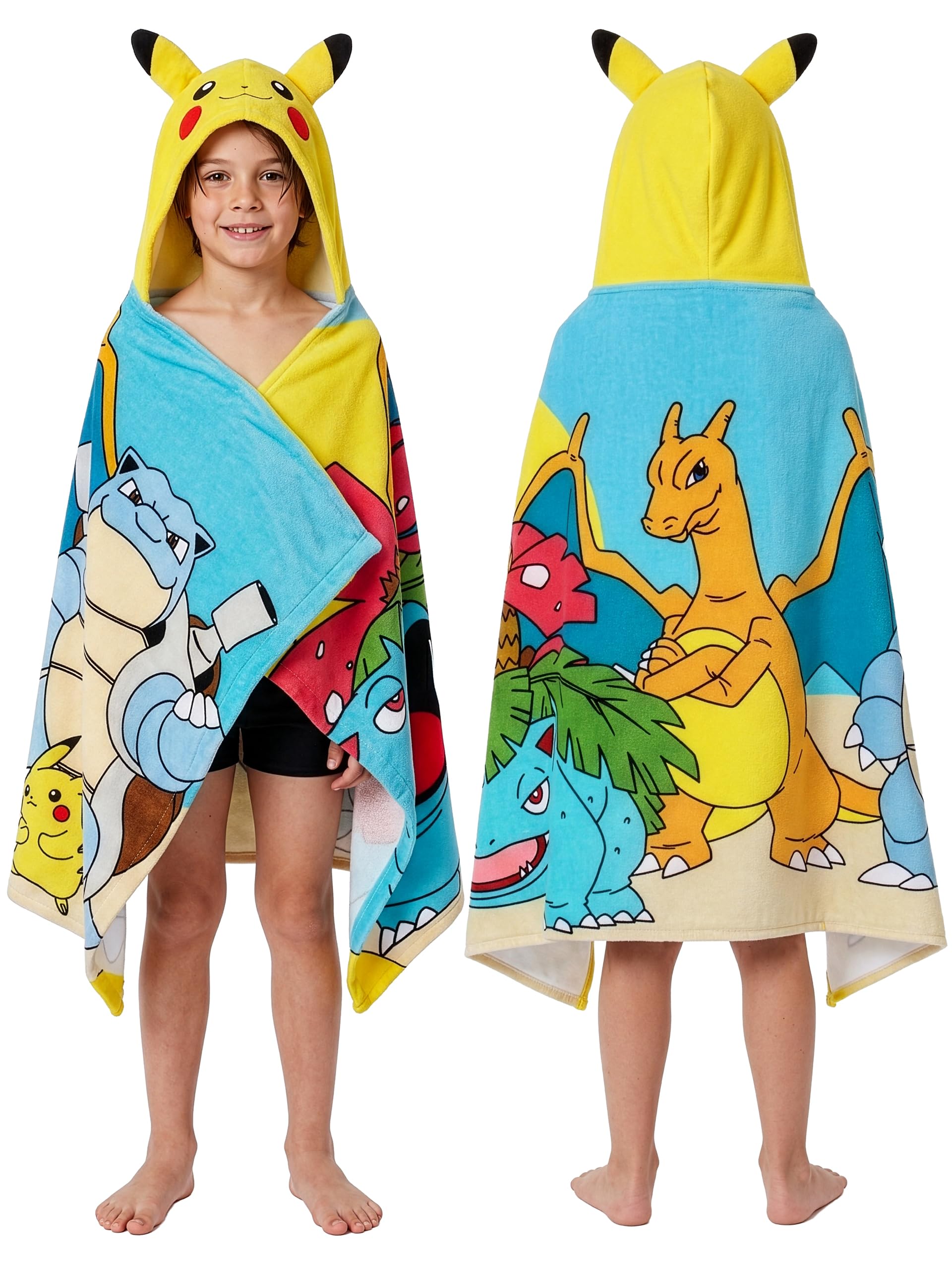 Pokémon Boys Towel, Pikachu Hooded Towels For Kids, Swimming Towel For Beach Or Pool, One Size