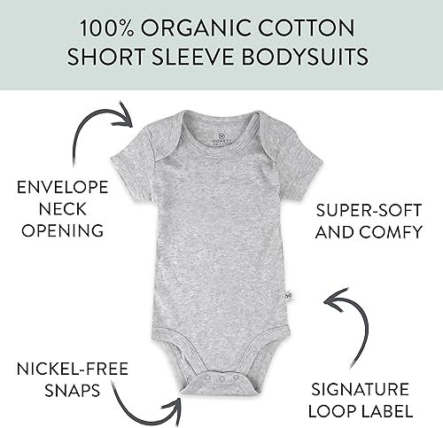 Miniatura 3 de Honestbaby Paquete de 10 mamelucos de manga corta de una pieza 100% algodón orgánico para bebés, niños y niñas, unisex