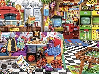Buffalo Games - Aimee Stewart - Pizza Arcade - 1500 Piece Jigsaw Puzzle for Adults Challenging Puzzle Perfect for Game Nights - Finished Puzzle Size is 38.50 x 26.50