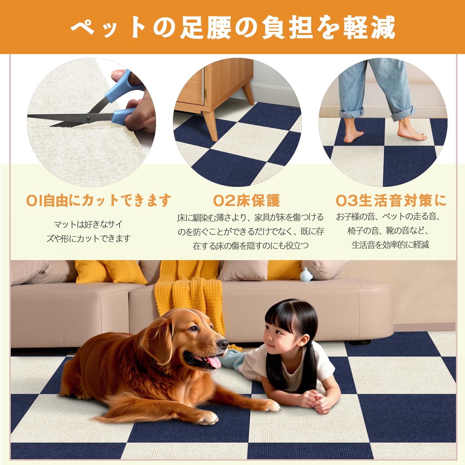 Amazon.co.jp: 【Amazon 限定ブランド】タイルカーペット HDMOD