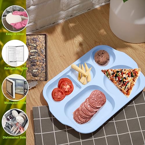 Miniatura 6 de Vesici Juego de 8 platos divididos irrompibles de 12 pulgadas, bandeja para microondas, lavavajillas, platos ligeros, vajilla irrompible para cocina