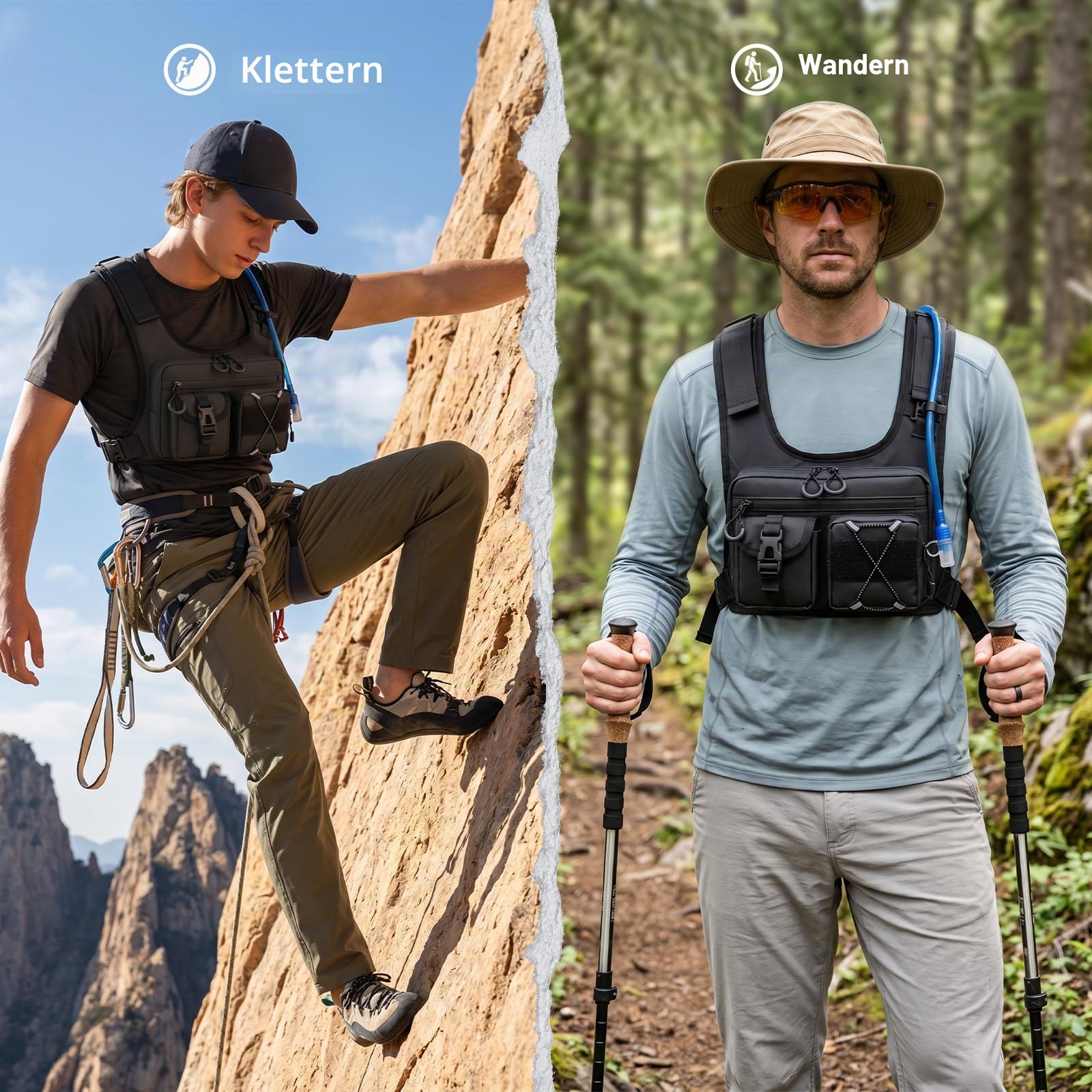 Criuage USA Original Patent Running Hydration Vest Rucksack, Leichte Brusttasche mit 2,0L Wasserblasentasche Daypack für Wandern Laufen Radfahren Rennen Marathon für Damen Herren