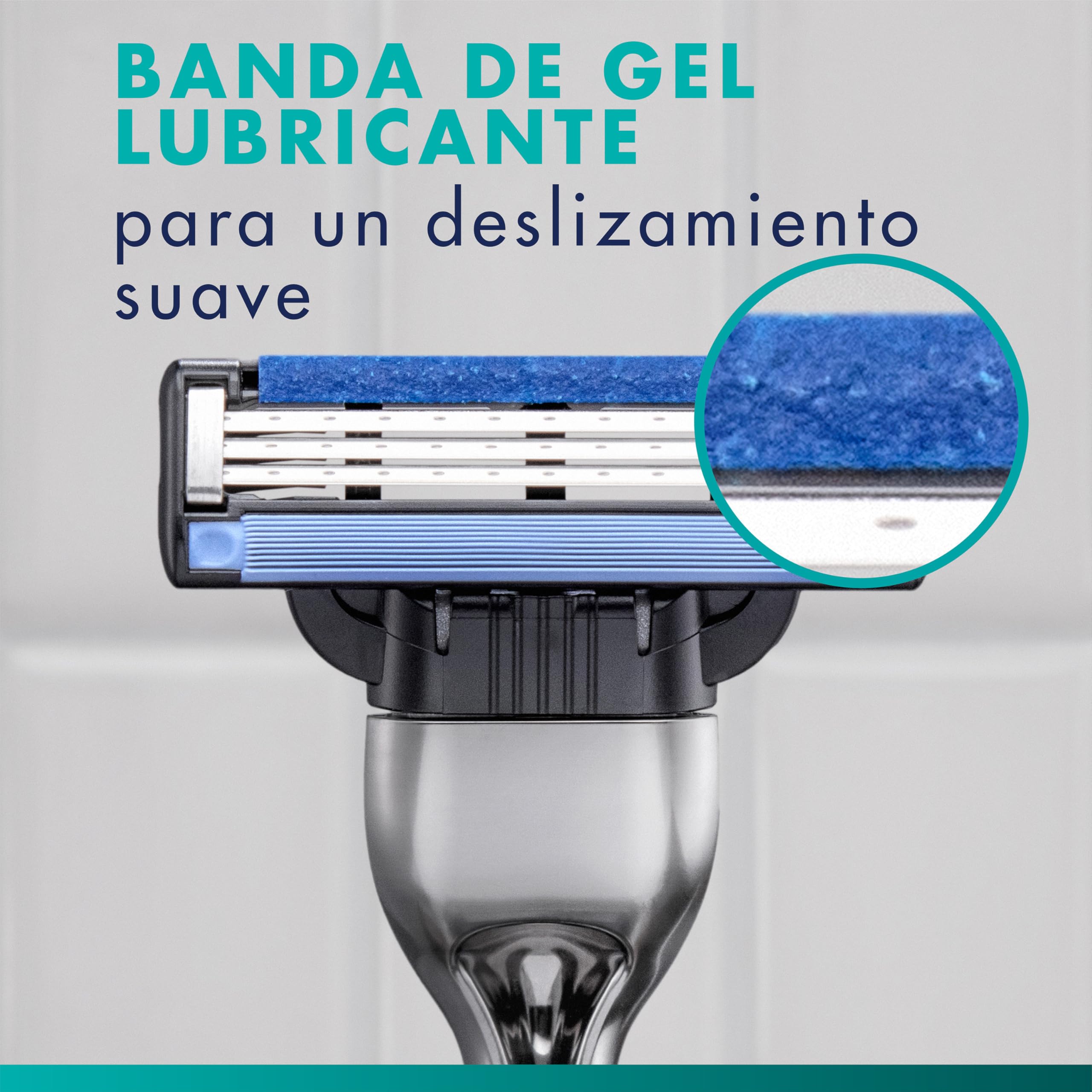 Gillette Mach3 Base Recambios para Maquinillas de Afeitar para Hombre, Pack de 28 Cuchillas de Afeitar con 3 Hojas Y Banda Lubricante, Compatible con Todos Los Mangos Mach3