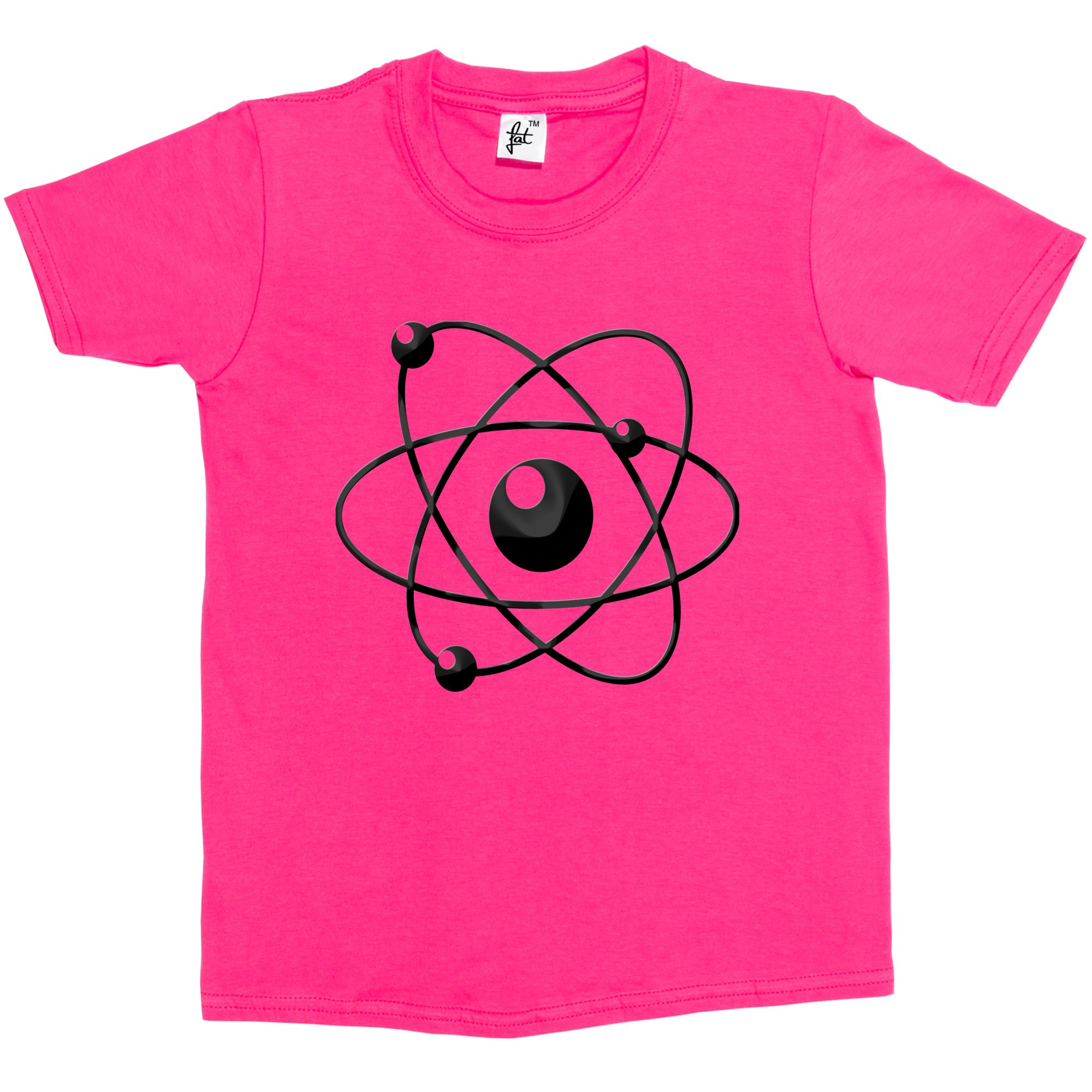 Fancy A Snuggle Atom Atomic Symbol Chemistry Cool Geek Nerd Kids Boy Girl Cotton Short Hot Pink Sleeve T-Shirt - Size 12-14 Years