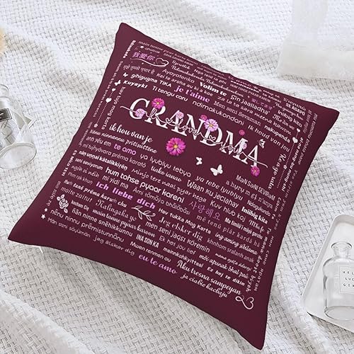 Miniatura 2 de Regalos de Navidad para abuela, fundas de almohada con texto en inglés "I Love You Grandma In 100 Languages 18" x 18", regalos de cumpleaños para la