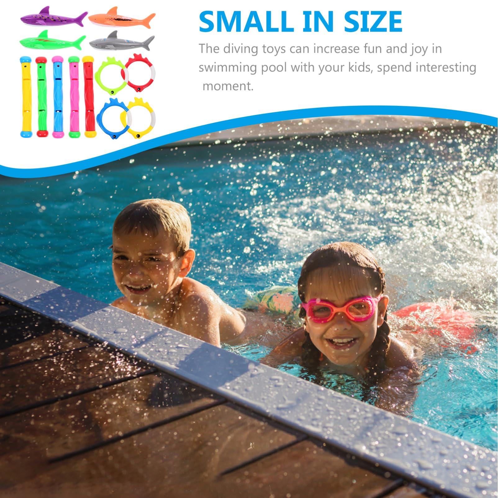 SUPVOX 13pcs Diving Toys for Boys and Girls Pool Diving Ring Shark Fish Sticks Water Games Fun Toys for Boys Girls Summer Pool Play