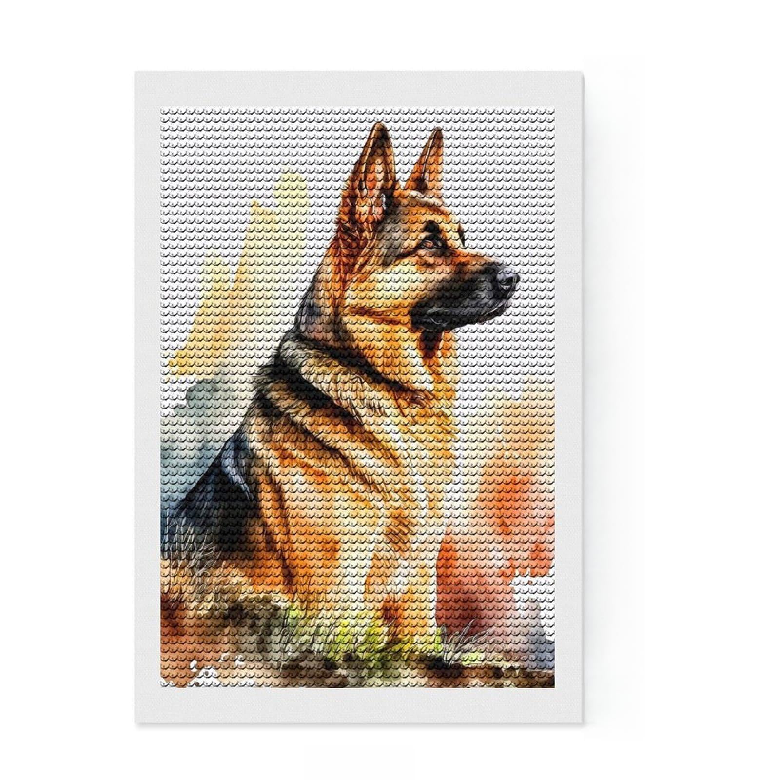 Junmoney Shepherd Diamond Art Canvas 8"x12", Relaxing DIY Hobby, Enjoyable At-Home Hobby, Farmhouse Decor, Gift Idea, Easy to Enjoy