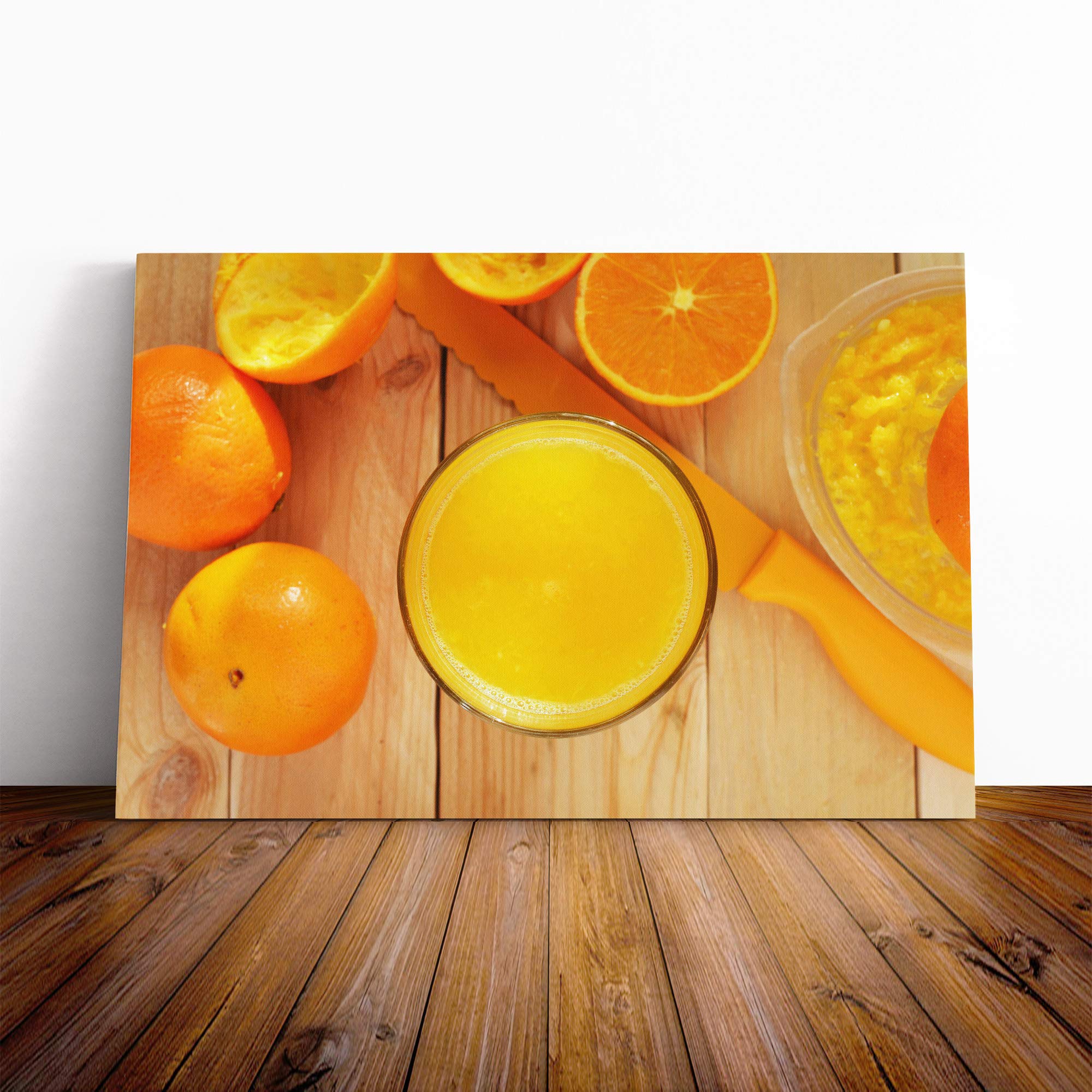 Orange Juice Canvas Print | Gallery Wrapped 30mm Frame Wall Art | 30x20 inches | Ready to Hang | Modern Still Life Picture | Living Room Bedroom Lounge Office