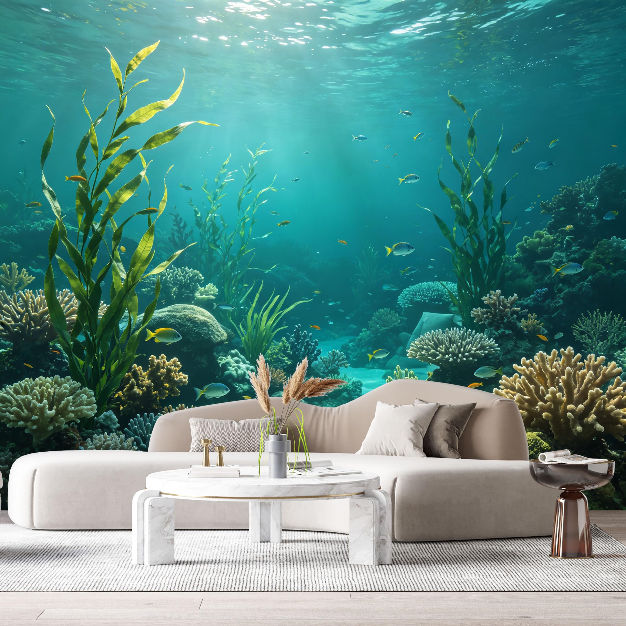 Custom Size Wall Murals Ocean Marine Tropical Reef Underwater 3D SelfAdhesiveWall Fabric Removable Wallpaper Wall Decor for Living Room Bedroom Bathroom