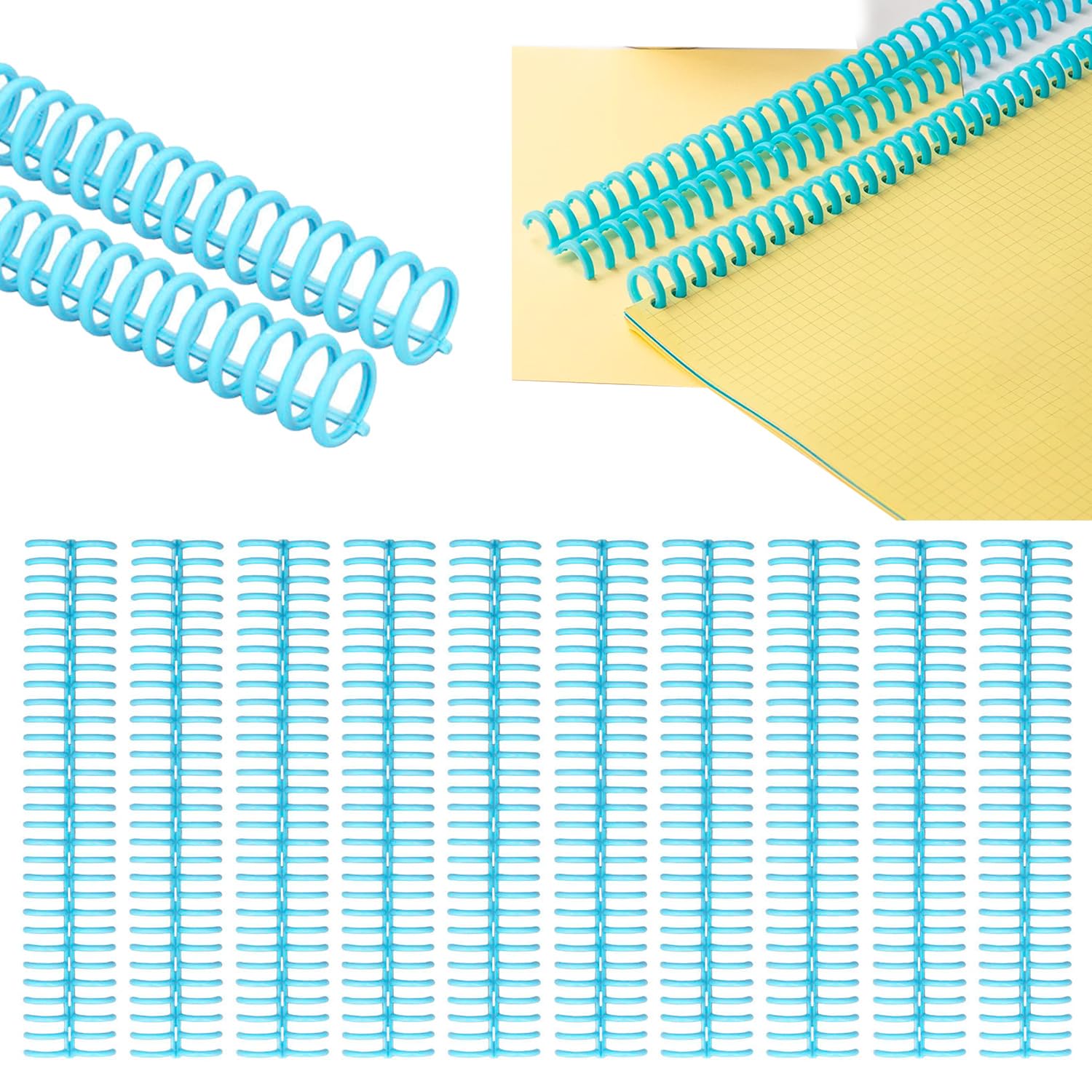 10Pcs Plastic Binding Spines, 19mm / 0.75in Diameter Binding Combs 30 Ring 150 Sheet Capacity Self Cutting Spiral Binding Coils for A4 B5 A5 Paper (Transparent Blue)