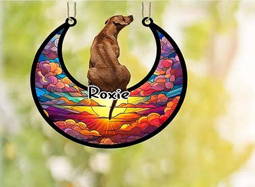 Vista 378 de LOVELYPOD Adorno de Navidad personalizado de perro pastor alemán, atrapasoles conmemorativo, adorno de Navidad de pastor alemán con nombre, pérdida