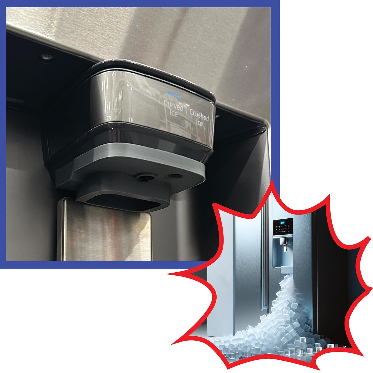 Ice Chute Adapter (Funnel) for Samsung Refrigerators (Select Models), Fin Mouth, Grey. Stop THE Flying ICE!