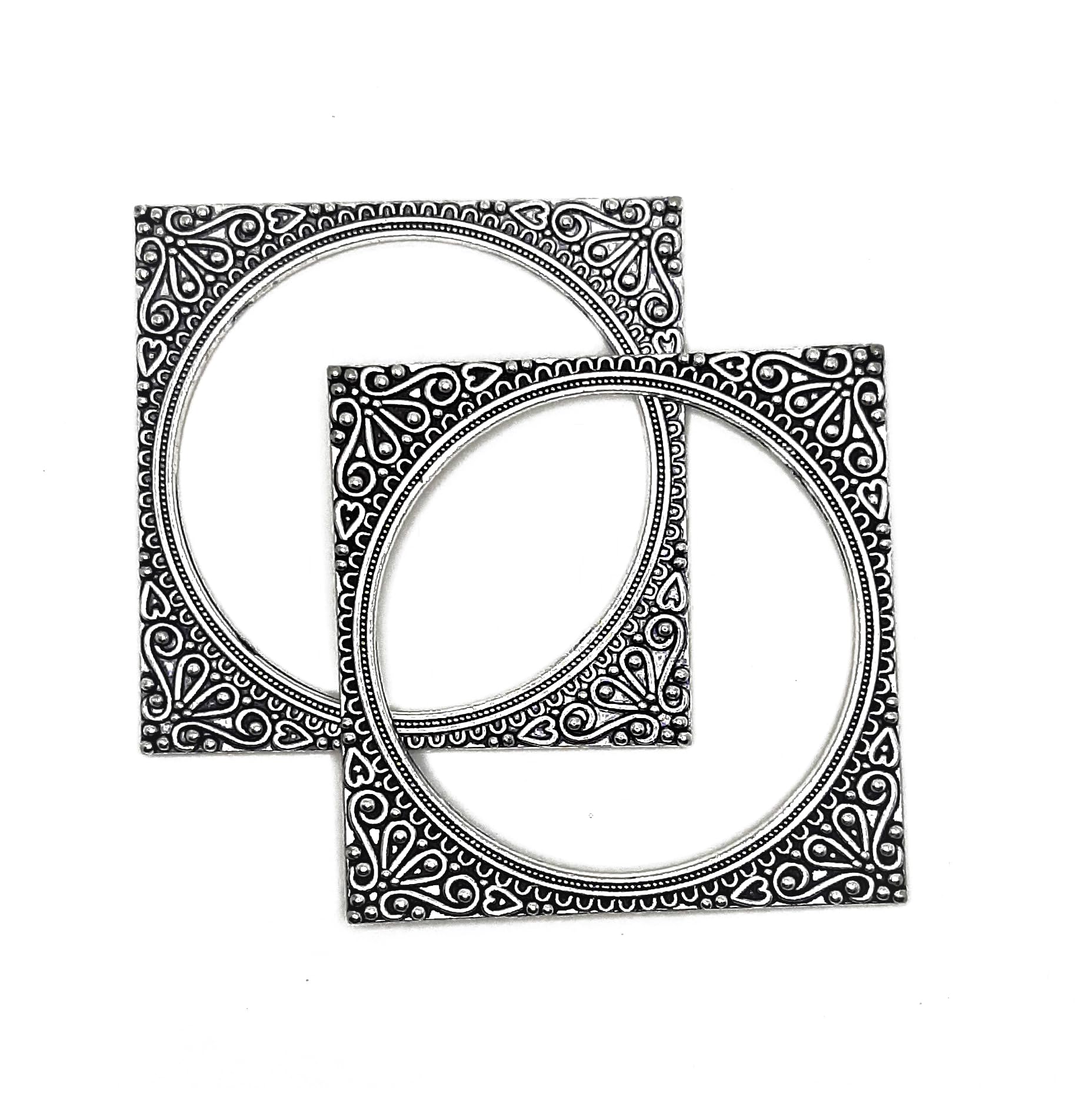 Privaanshi German Silver Oxidised Square Boho Kada Bangle Set For Women and Girls/2pc (B0CH3Y831G) Amazon Price History, Amazon Price Tracker