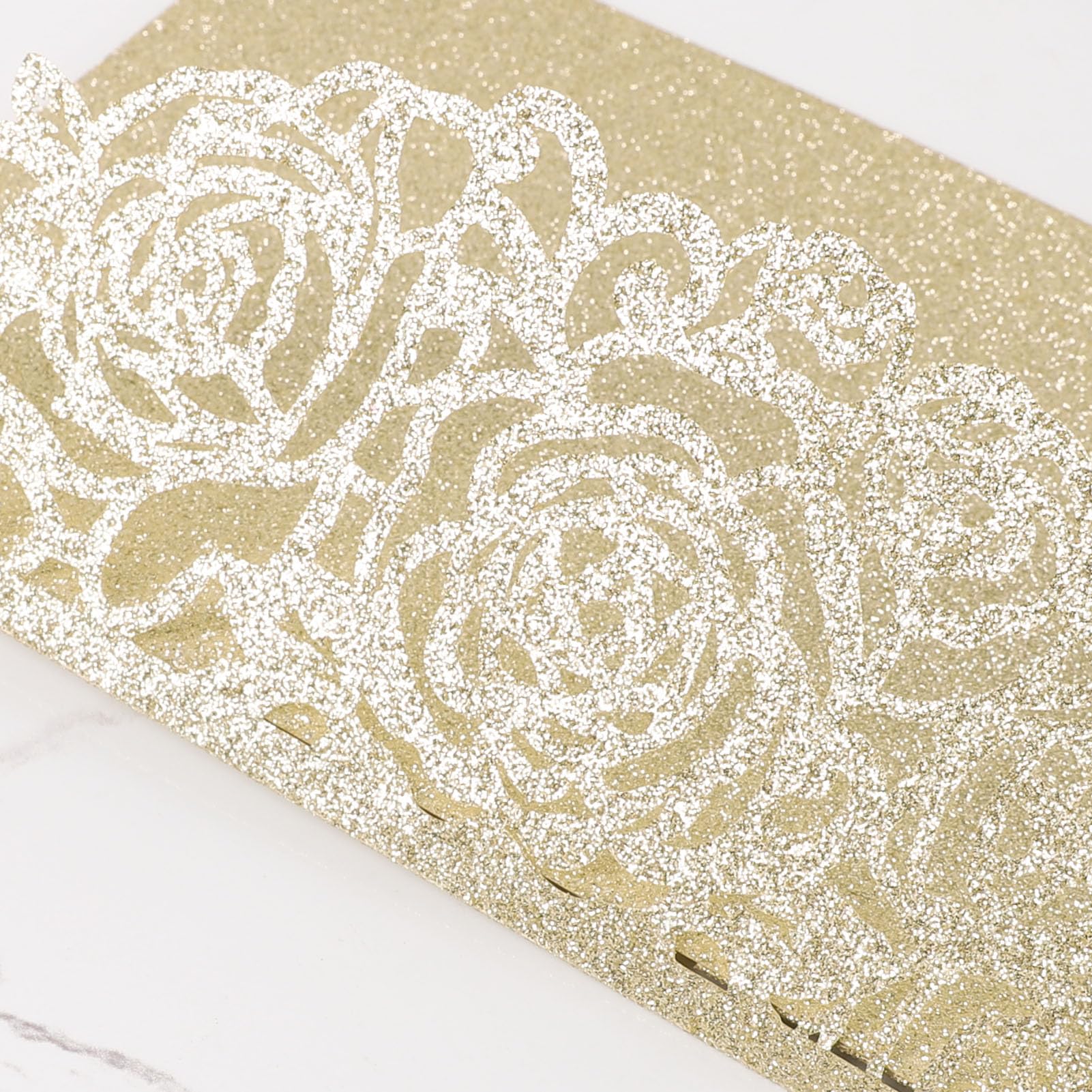 Quinceanera-Einladungs-Set für Verlobung, Geburtstag, Quinceanera, goldfarben, lasergeschnitten, mit Umschlägen und RSVP-Karten, dreifach gefaltet, goldfarben, glitzernd, 25 Stück