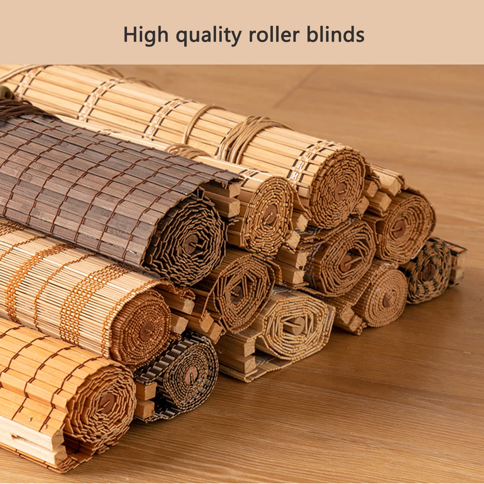 Store Enrouleur Bambou,Stores À Rouleaux Romains,Store Enrouleur Occultant,Store à Rouleau en Bambou Naturel,Protection Solair,Taux de Shading 60%,Personnalisable (95 x 140 cm)