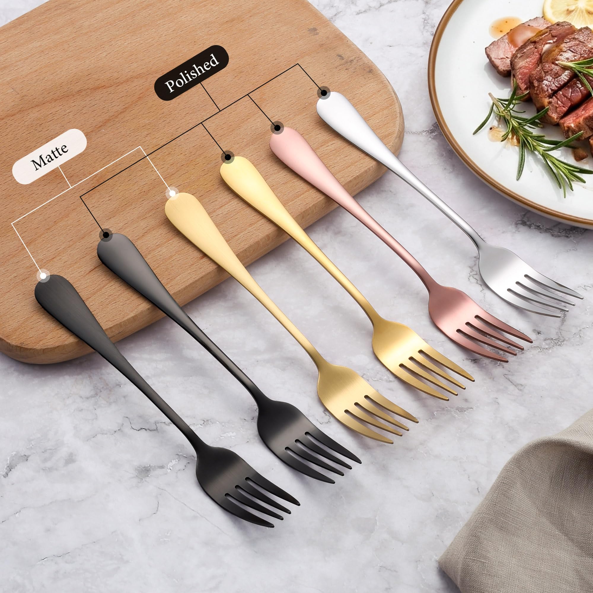LIANYU 12-Piece Black Salad Fork Set, 6.75 Inch Stainless Steel Small Forks — Amazon image 8