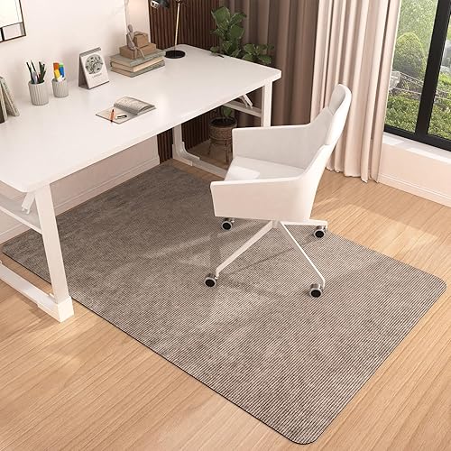 Miniatura 8 de Placoot Tapete para silla de oficina para suelos de madera, superficie de pana de 55 x 35 pulgadas, tapete para silla de computadora, tapete