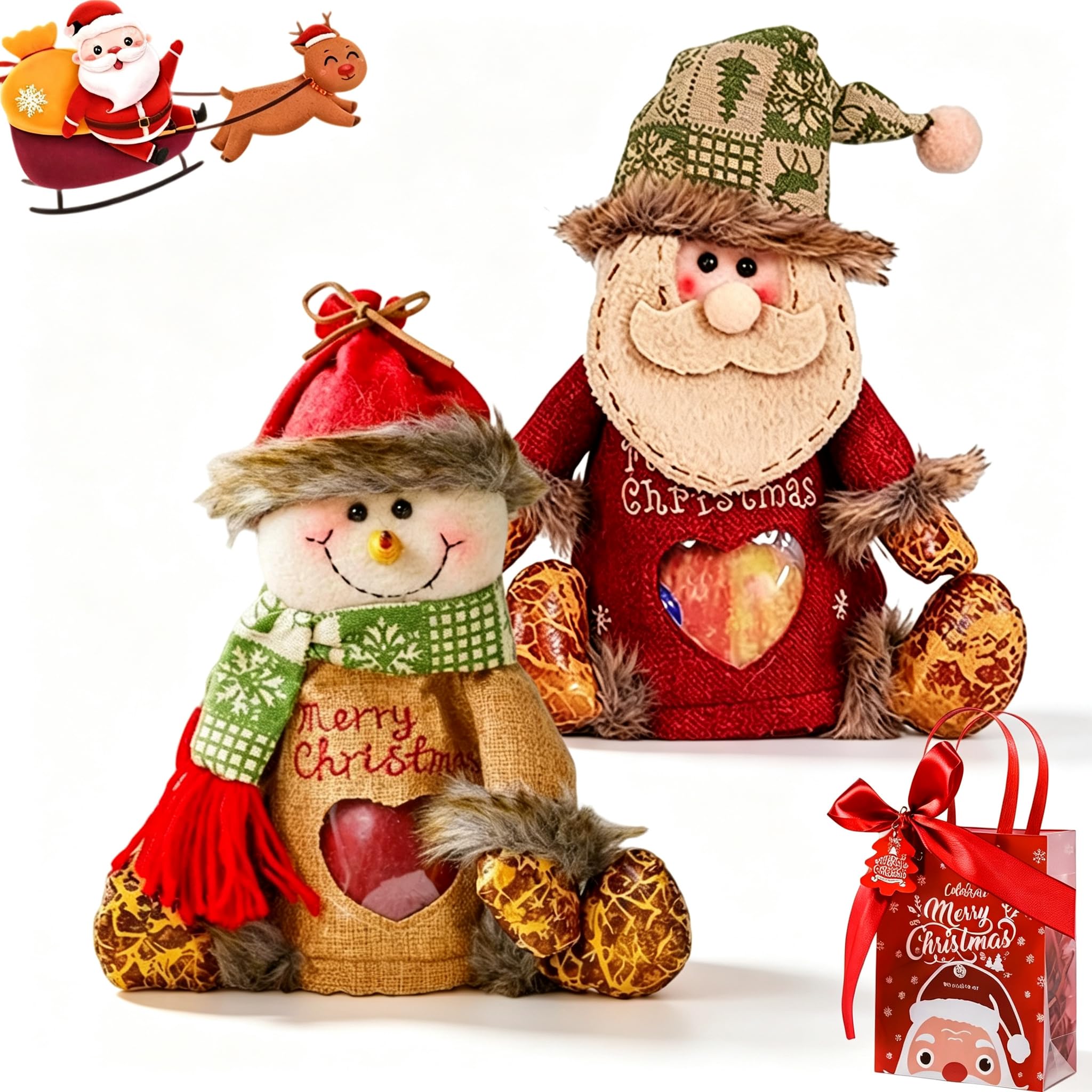Christmas Gift Bags With Zipper, Reusable Chritmas Snowflake Storages (2PC-C)