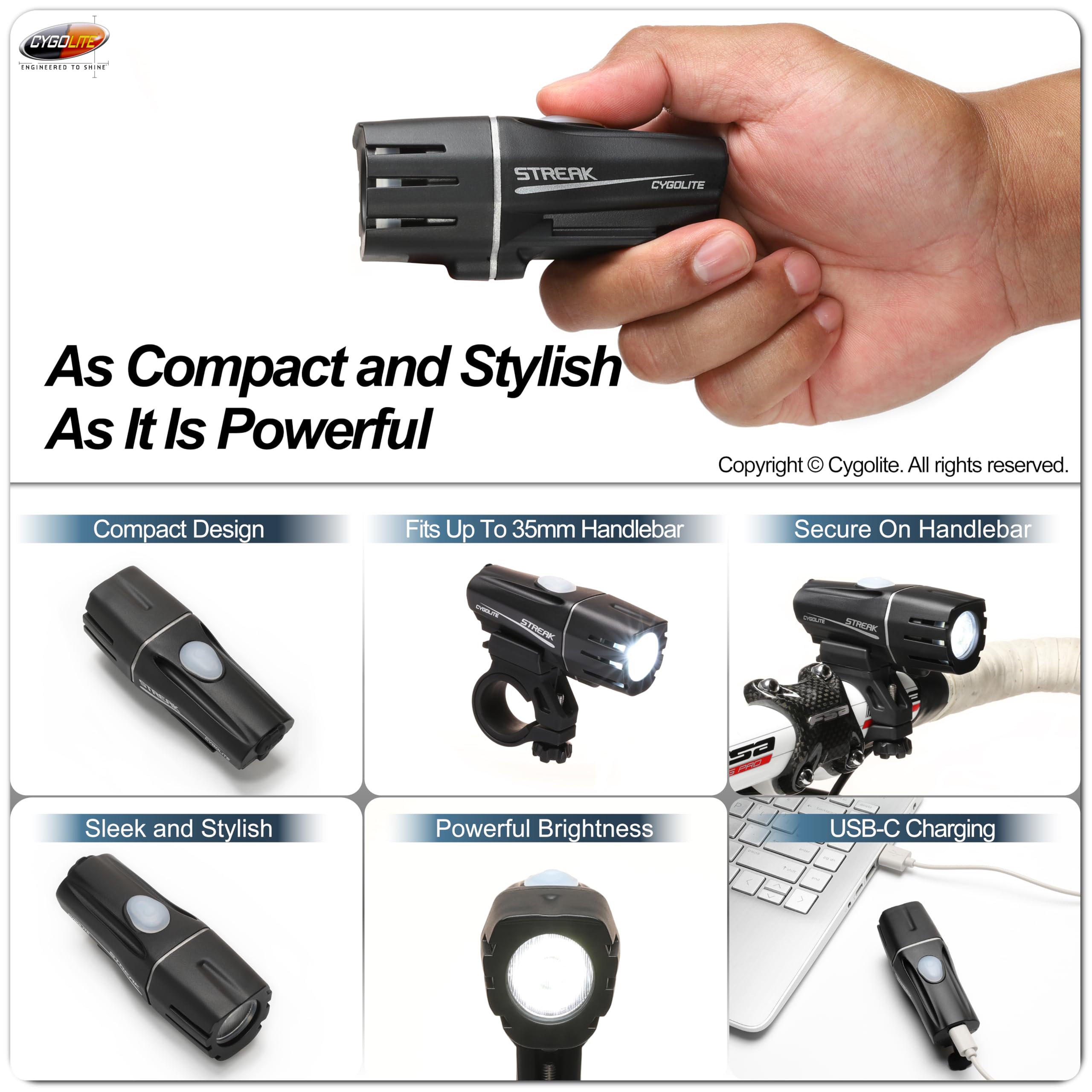 Amazon.com : Cygolite Streak 600 Lumen Headlight and Hotshot 120