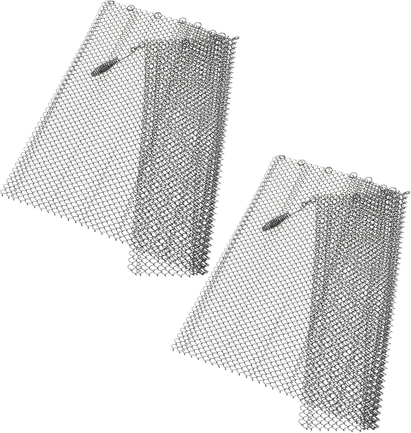 2pcs Fireplace Mesh Curtains Black Iron Screen Panels High Temperature Resistant Rustproof Fireplace Mesh Screen Curtains for Hearth Xin
