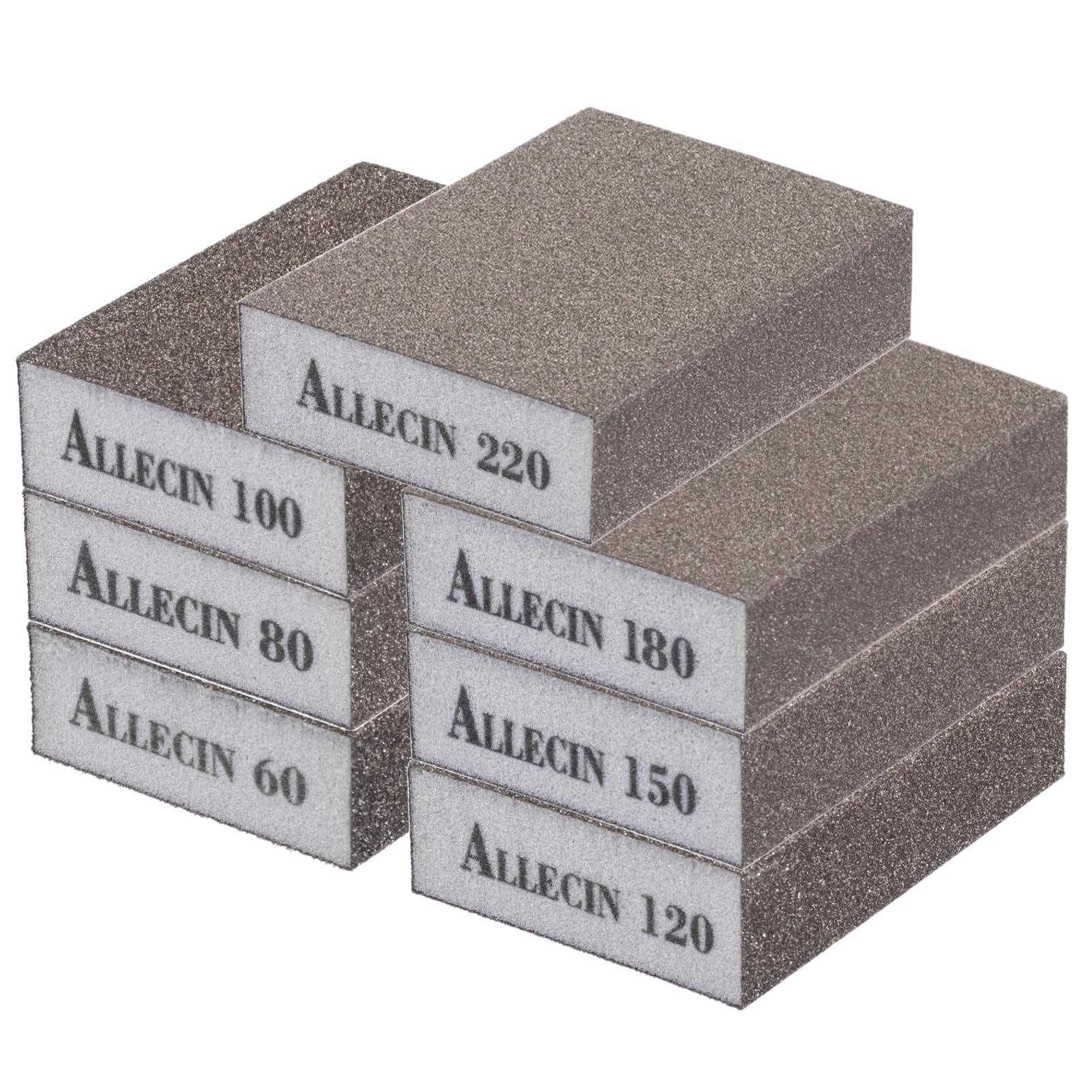ALLECIN Sanding Sponge 60 80 100 120 150 180 220 Grit Reusable and Washable Wet Dry Sand Block Coarse Medium Fine Sandpaper Blocks for Wood Drywall