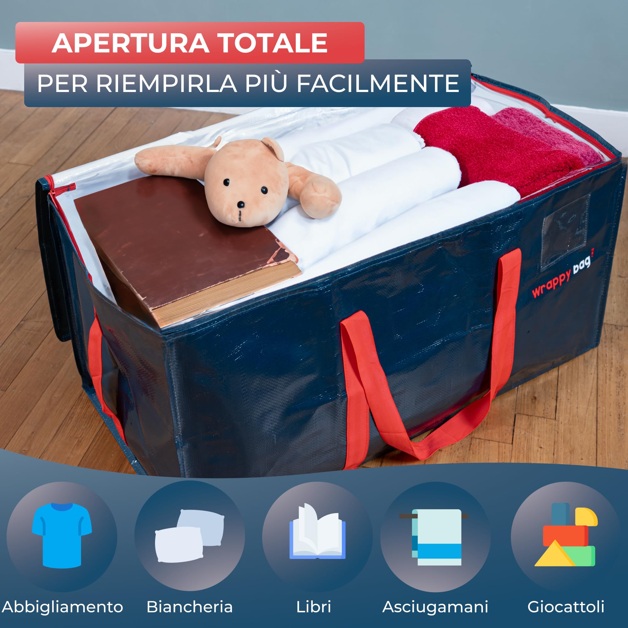 Wrappybag Borse Trasloco Resistenti - Borsone Grande XXL, Sacchi Trasloco