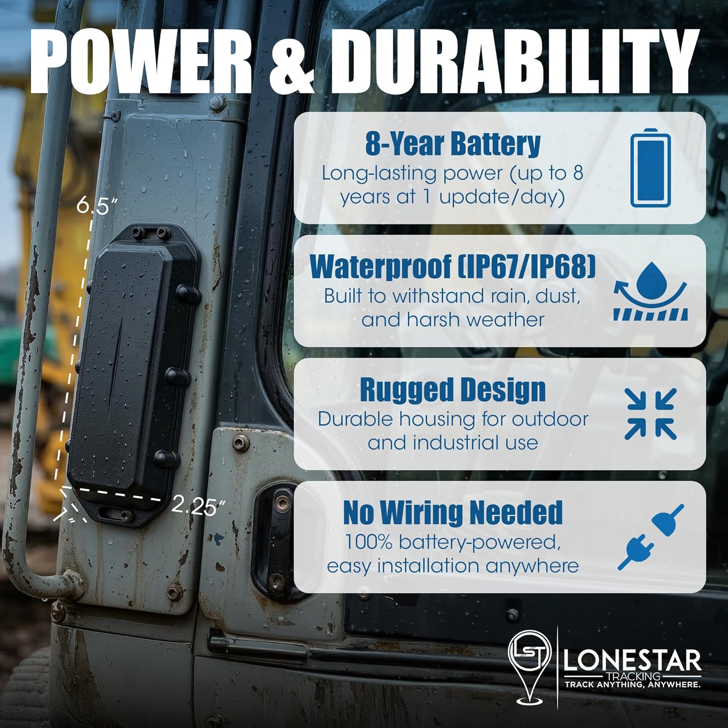 Lonestar Tracking Barra GPS – 4G & 5G GPS Tracker for Vehicles, Trucks, Trailers & Assets, Long Battery Life, Rugged IP68 Waterproof, Tamper Alerts, Adaptive Real-Time Tracking (Low Cost Subscription)