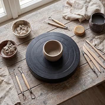 Clay Turntable, 7in Sculpting Wheel Plastic Turntable Handmade Craft Clay Plastic Turntable Ceramic Pottery Sculpture Tool Accessories (Diameter 17.8)